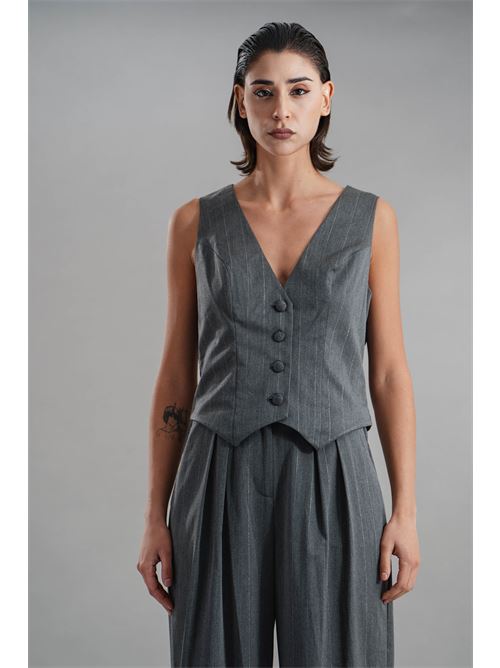 Gilet gessato in lurex Twenty Fourhaitch | NORMA GILETGRIGIO LUREX